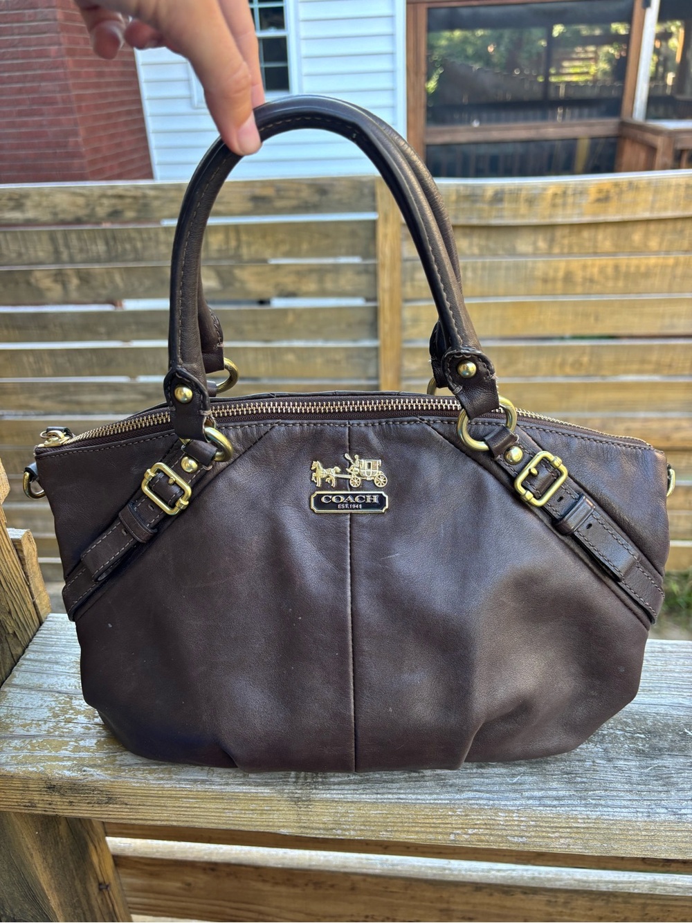 VTG Y2K Coach Madison Sophia leather satchel tote crossbody purse brown 15960